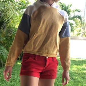 Pink Rose color block hoodie